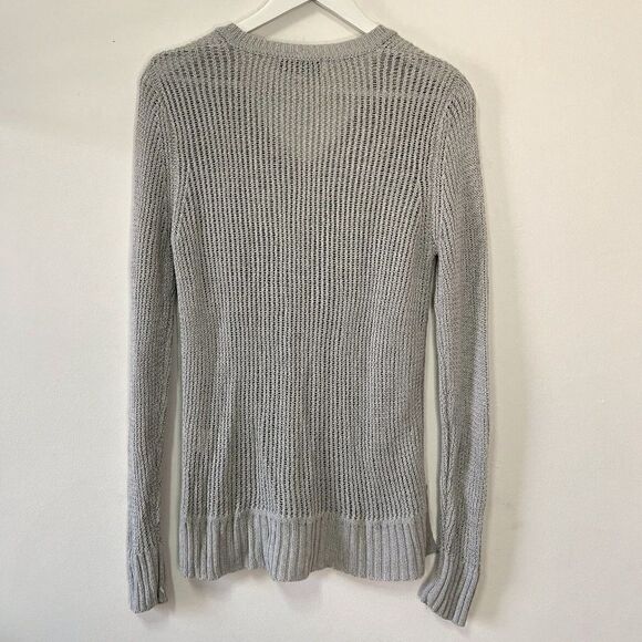 CLEARANCE John + Jenn Gray Metallic Open Knit V Neck Sweater - Picture 2 of 6